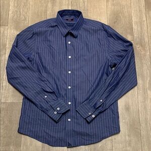 Mens UnTuckit Pin Stripe Casual Button‎ Up Business Casual Long Sleeve Top Shirt